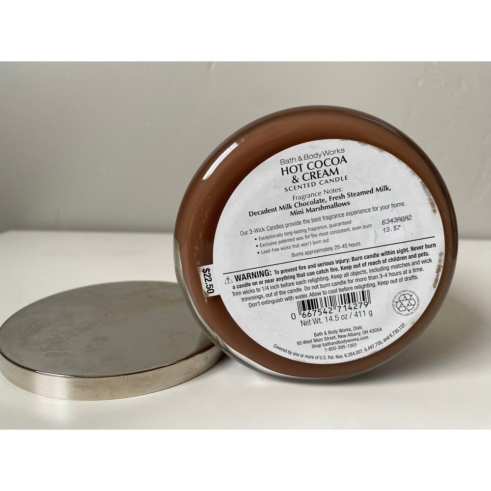 Bath and Body Works Hot Cocoa & Cream Large Scented 3 Wick Candle- 14.5oz - Picture 4 of 4